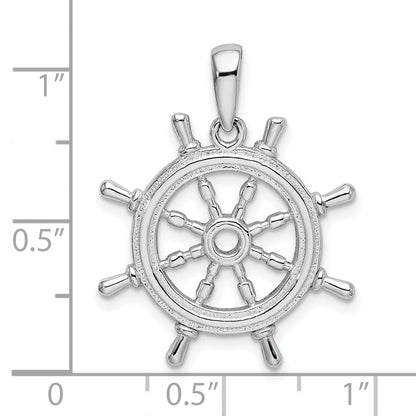 Sterlingsilber De-ani Rhodiniert Poliert Ausgeschnitten 3d Ships Rad Anhänger