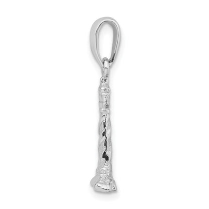 Sterlingsilber De-ani Rhodiniert Poliert 3d Cape Hatteras Leuchtturm Anhänger