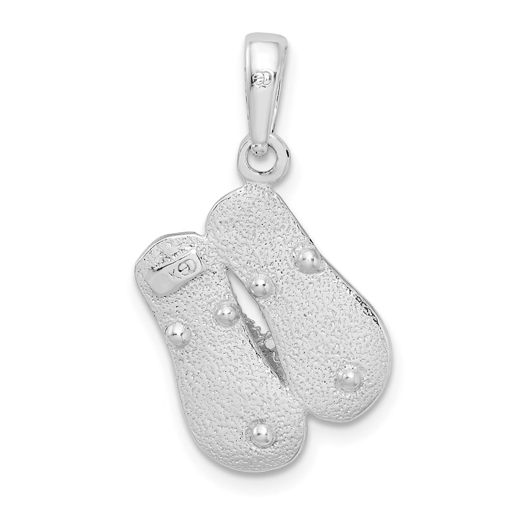 Sterlingsilber De-ani Rhodiniert Poliert 3d Flip-flops Anhänger