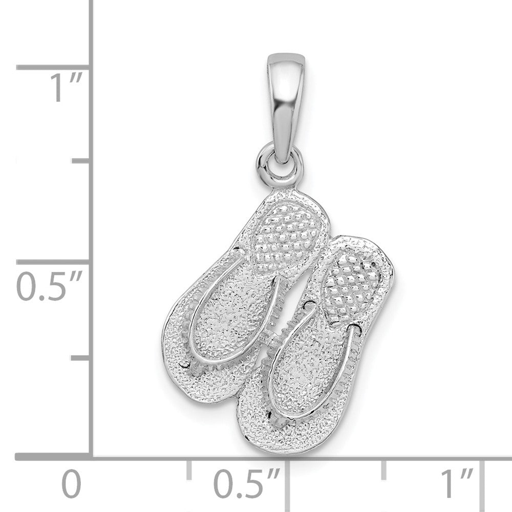 Sterlingsilber De-ani Rhodiniert Poliert 3d Flip-flops Anhänger