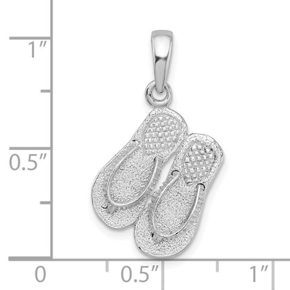 Sterlingsilber De-ani Rhodiniert Poliert 3d Flip-flops Anhänger