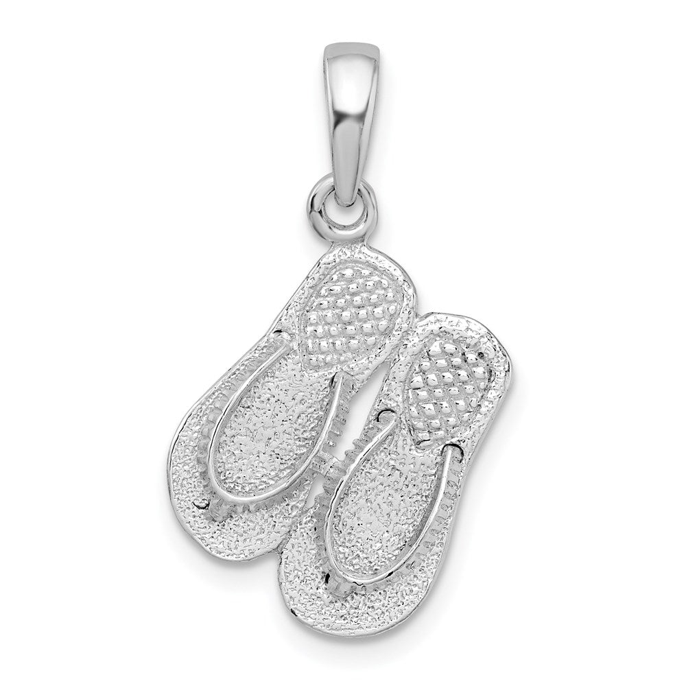 Sterlingsilber De-ani Rhodiniert Poliert 3d Flip-flops Anhänger