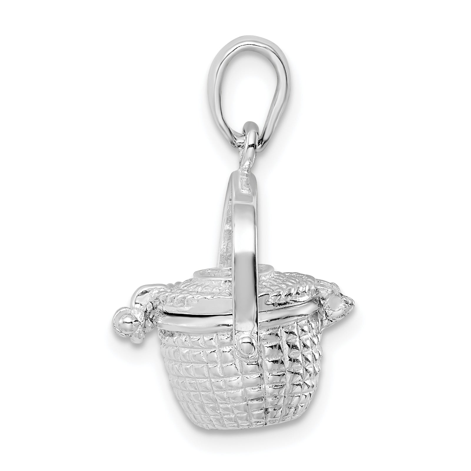 Sterlingsilber De-ani Rhodiniert 3d Beweglich Groß Nantucket Korb Anhänger