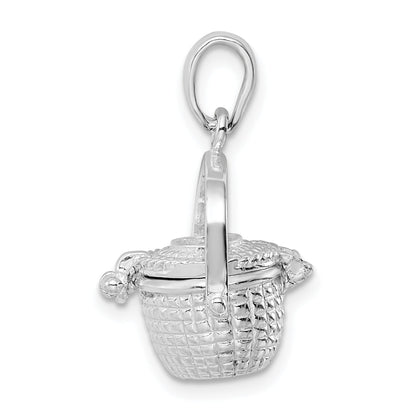Sterlingsilber De-ani Rhodiniert 3d Beweglich Groß Nantucket Korb Anhänger