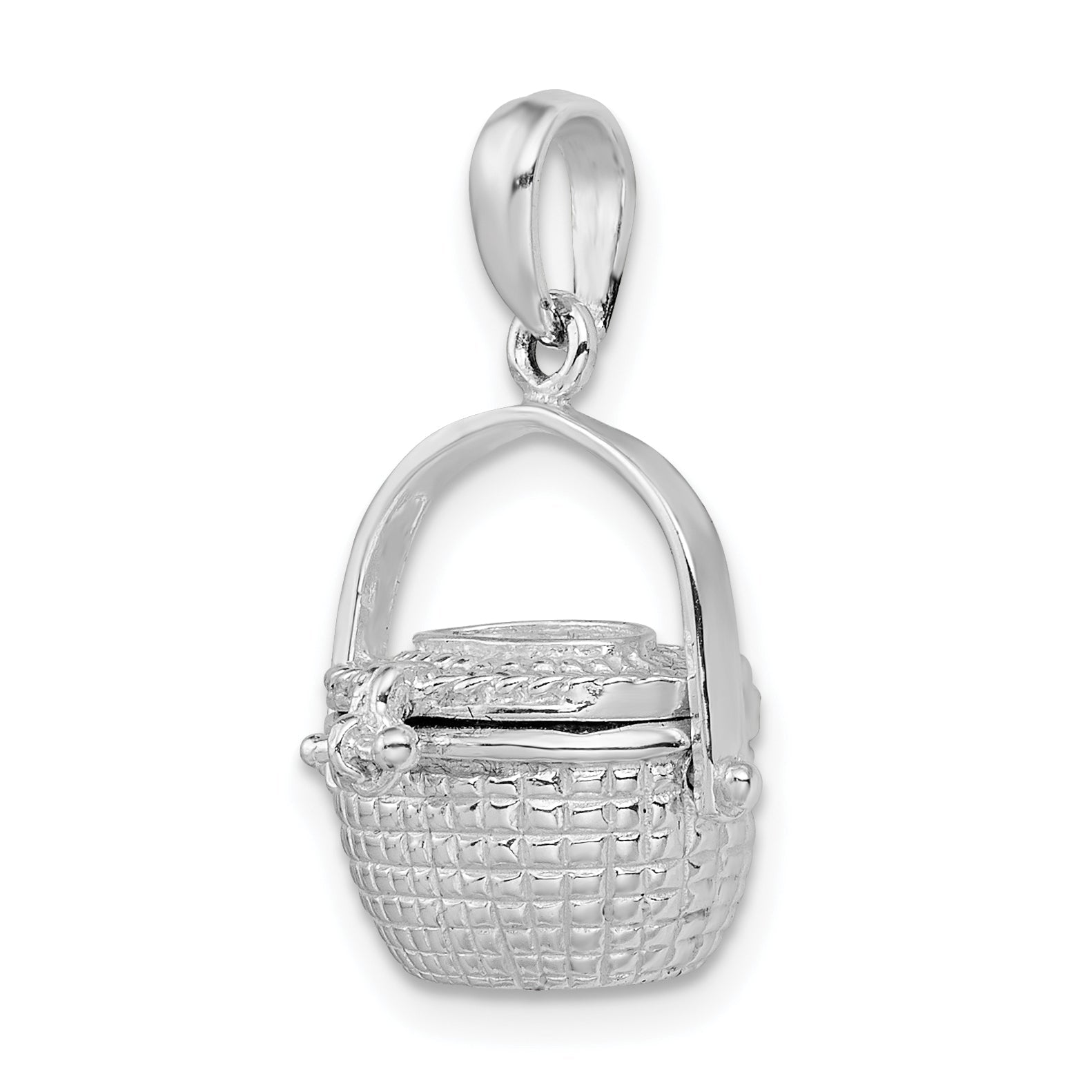 Sterlingsilber De-ani Rhodiniert 3d Beweglich Groß Nantucket Korb Anhänger