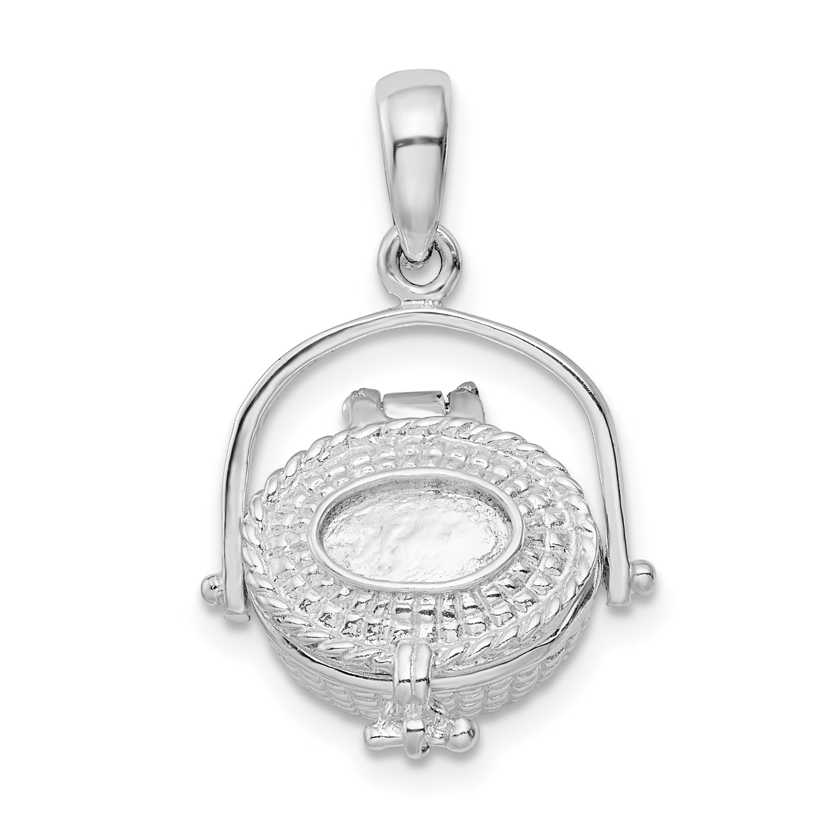 Sterlingsilber De-ani Rhodiniert 3d Beweglich Groß Nantucket Korb Anhänger