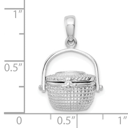 Sterlingsilber De-ani Rhodiniert 3d Beweglich Groß Nantucket Korb Anhänger