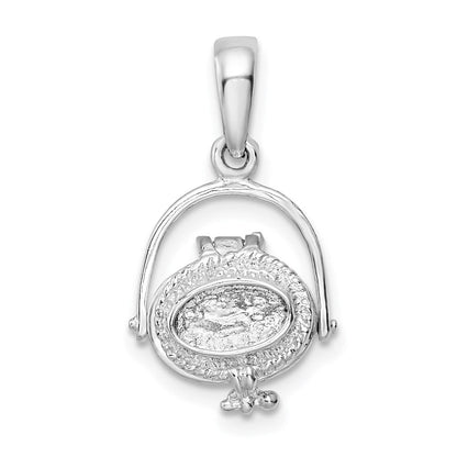Sterlingsilber De-ani Rhodiniert 3d Beweglich Nantucket Korb Anhänger