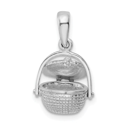 Sterlingsilber De-ani Rhodiniert 3d Beweglich Nantucket Korb Anhänger