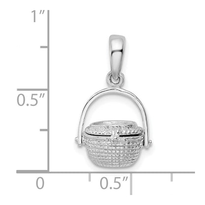 Sterlingsilber De-ani Rhodiniert 3d Beweglich Nantucket Korb Anhänger