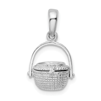 Sterlingsilber De-ani Rhodiniert 3d Beweglich Nantucket Korb Anhänger