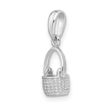 Sterlingsilber De-ani Rhodiniert 3d Korb mit Moving Handle Anhänger