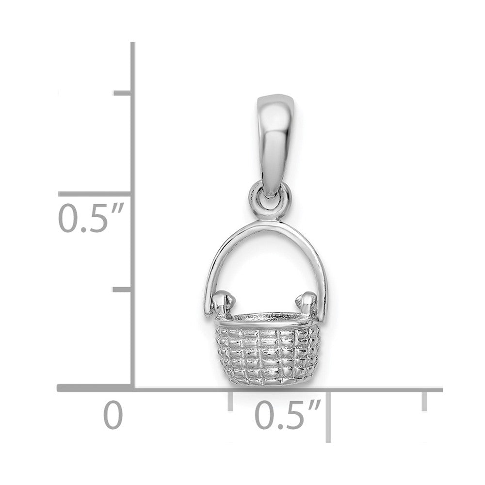 Sterlingsilber De-ani Rhodiniert 3d Korb mit Moving Handle Anhänger
