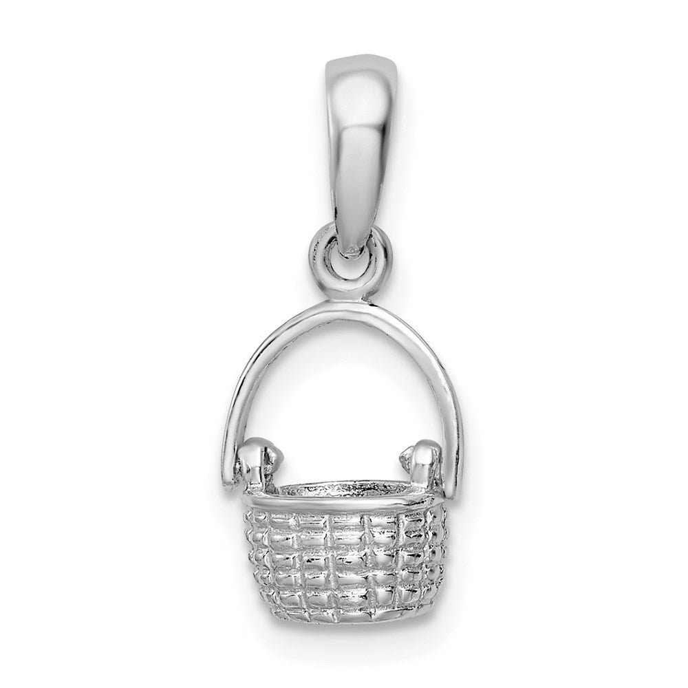 Sterlingsilber De-ani Rhodiniert 3d Korb mit Moving Handle Anhänger