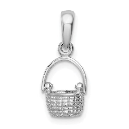 Sterlingsilber De-ani Rhodiniert 3d Korb mit Moving Handle Anhänger