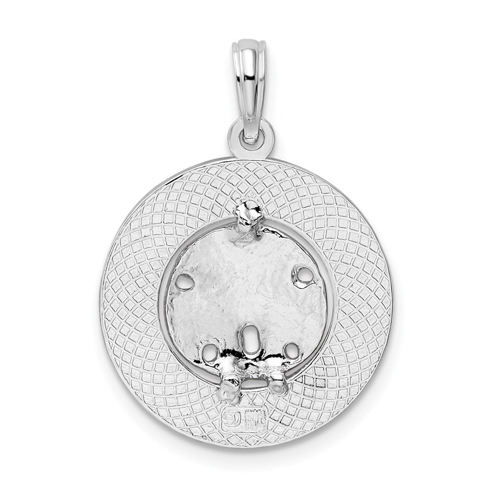 Sterlingsilber De-ani Rhodiniert Strukturiert Turks und Caicos Sand Dollar Anhänger