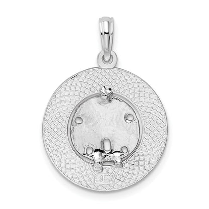 Sterlingsilber De-ani Rhodiniert Strukturiert Turks und Caicos Sand Dollar Anhänger