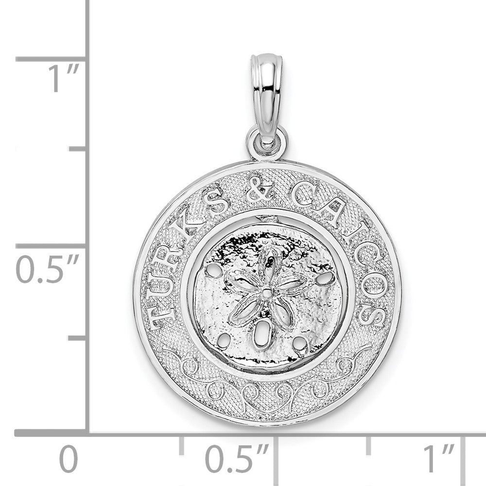 Sterlingsilber De-ani Rhodiniert Strukturiert Turks und Caicos Sand Dollar Anhänger