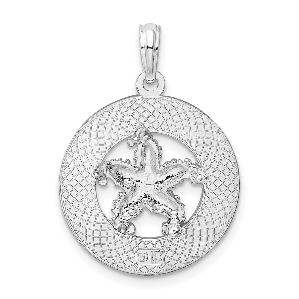 Sterlingsilber De-ani Rhodiniert Strukturiert Turks und Caicos mit Seestern Anhänger