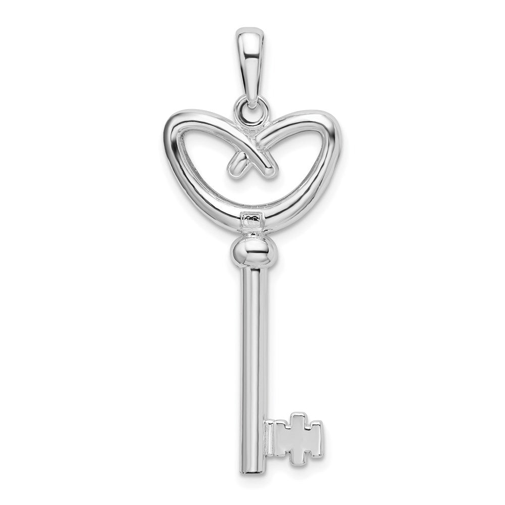 Sterlingsilber De-ani Rhodiniert 3d Key To My Herz Pretzel Oberteil Anhänger