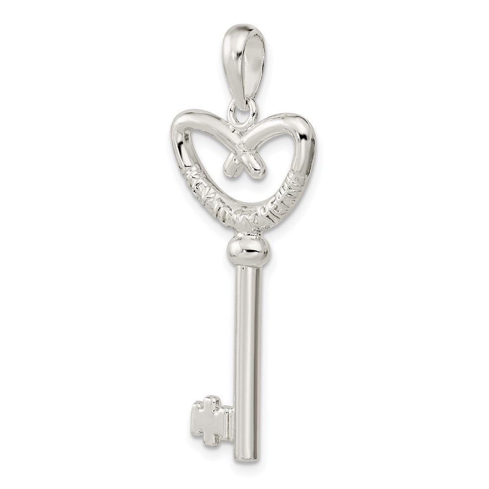 Sterlingsilber De-ani Rhodiniert 3d Key To My Herz Pretzel Oberteil Anhänger