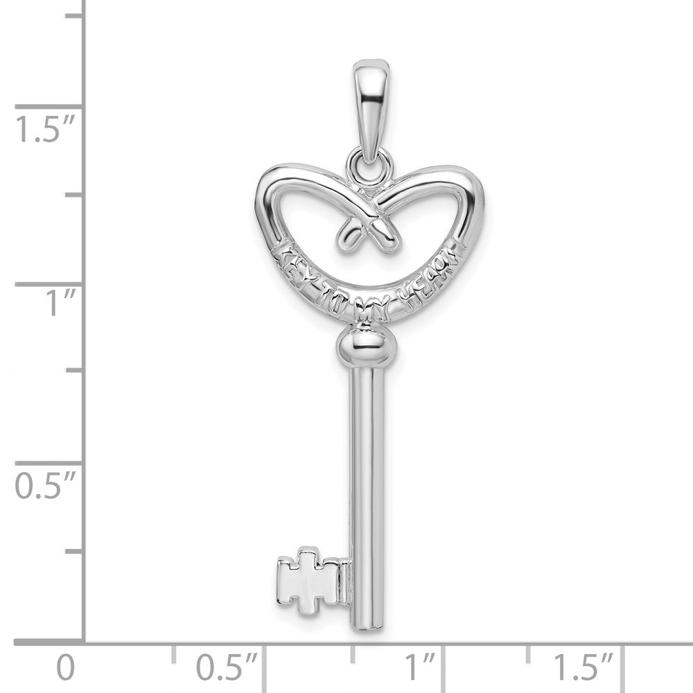 Sterlingsilber De-ani Rhodiniert 3d Key To My Herz Pretzel Oberteil Anhänger