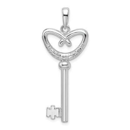 Sterlingsilber De-ani Rhodiniert 3d Key To My Herz Pretzel Oberteil Anhänger