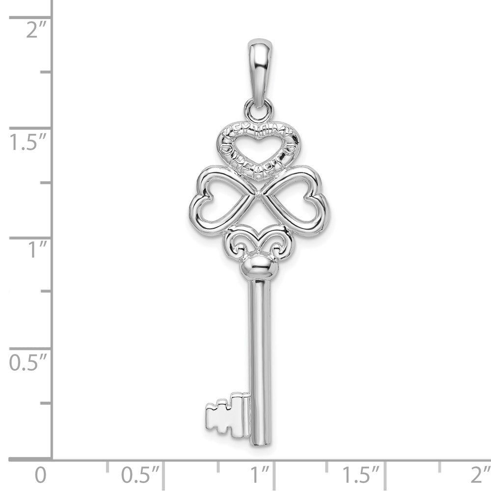 Sterlingsilber De-ani Rhodiniert 3d Key To My Herz Oberteil Anhänger