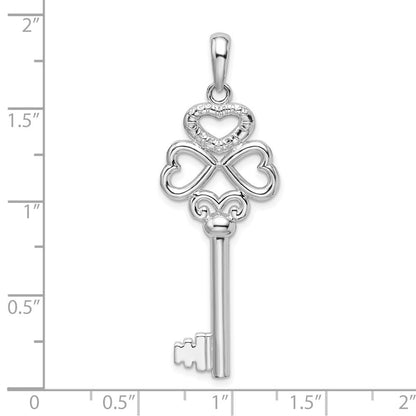 Sterlingsilber De-ani Rhodiniert 3d Key To My Herz Oberteil Anhänger