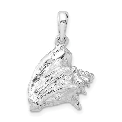 Sterlingsilber De-ani Rhodiniert Poliert 3d Conch Muschel Anhänger