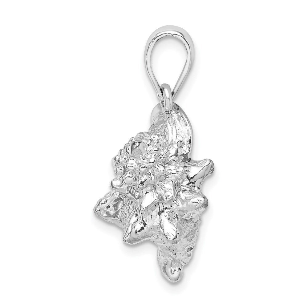Sterlingsilber De-ani Rhodiniert Poliert 3d Groß Conch Muschel Anhänger