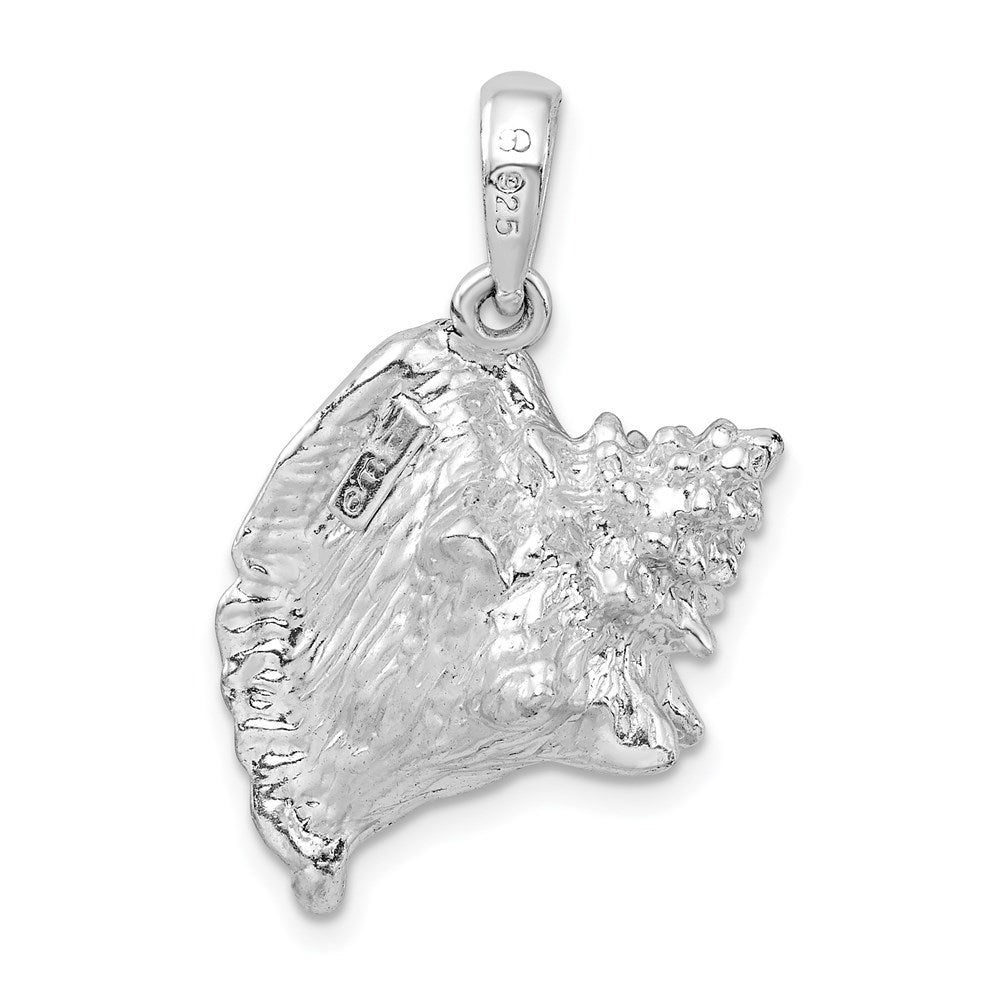 Sterlingsilber De-ani Rhodiniert Poliert 3d Groß Conch Muschel Anhänger