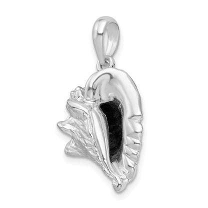 Sterlingsilber De-ani Rhodiniert Poliert 3d Groß Conch Muschel Anhänger