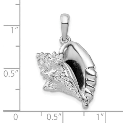 Sterlingsilber De-ani Rhodiniert Poliert 3d Groß Conch Muschel Anhänger