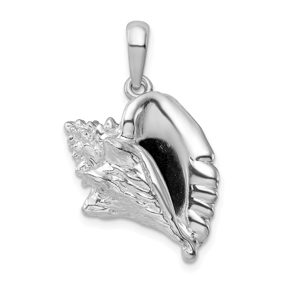 Sterlingsilber De-ani Rhodiniert Poliert 3d Groß Conch Muschel Anhänger