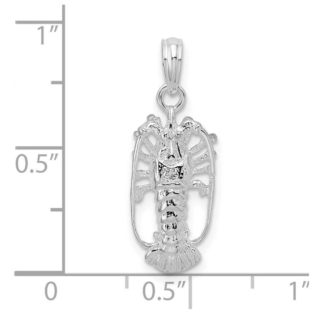 Sterlingsilber De-ani Rhodiniert Poliert Klein Florida Karabiner Anhänger