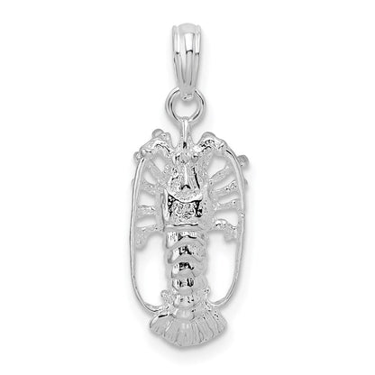 Sterlingsilber De-ani Rhodiniert Poliert Klein Florida Karabiner Anhänger