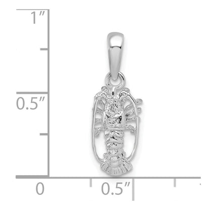 Sterlingsilber De-ani Rhodiniert Poliert Klein Florida Karabiner Anhänger