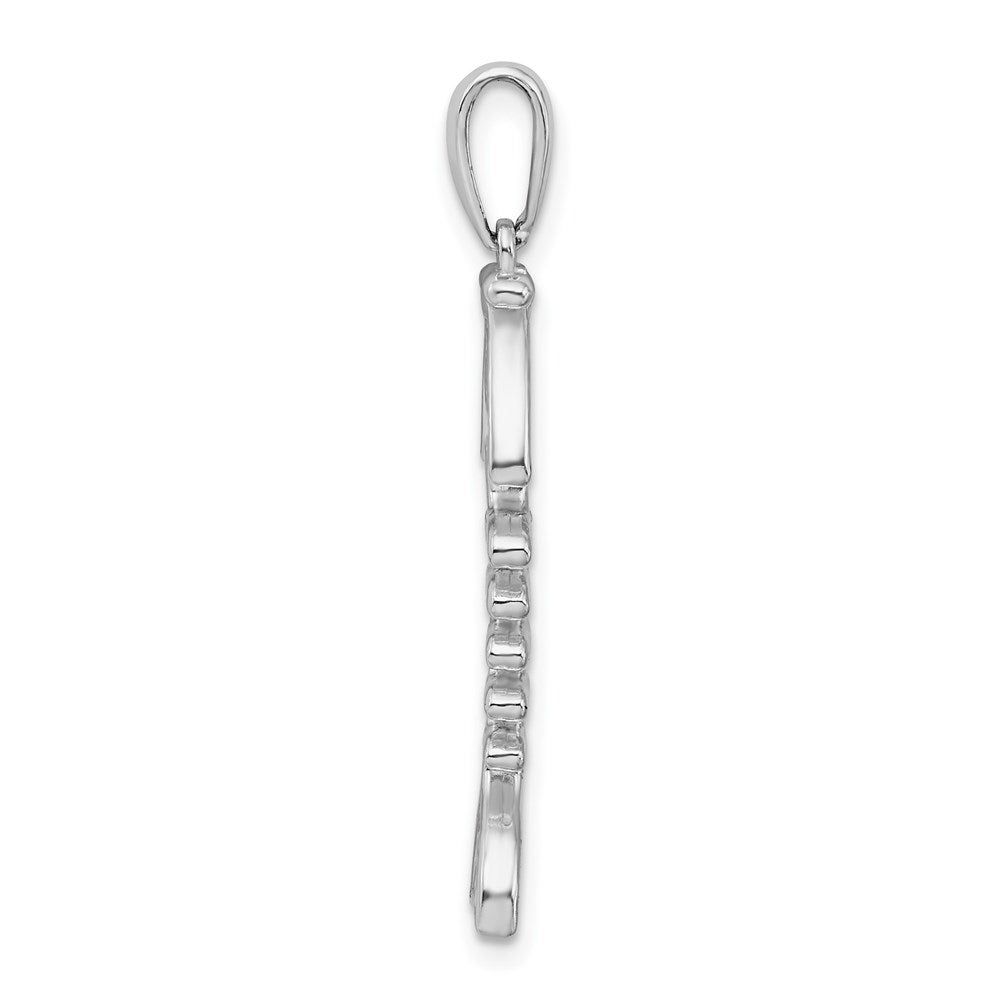 Sterlingsilber De-ani Rhodiniert Poliert und Strukturiert 3d Fishbone Anhänger
