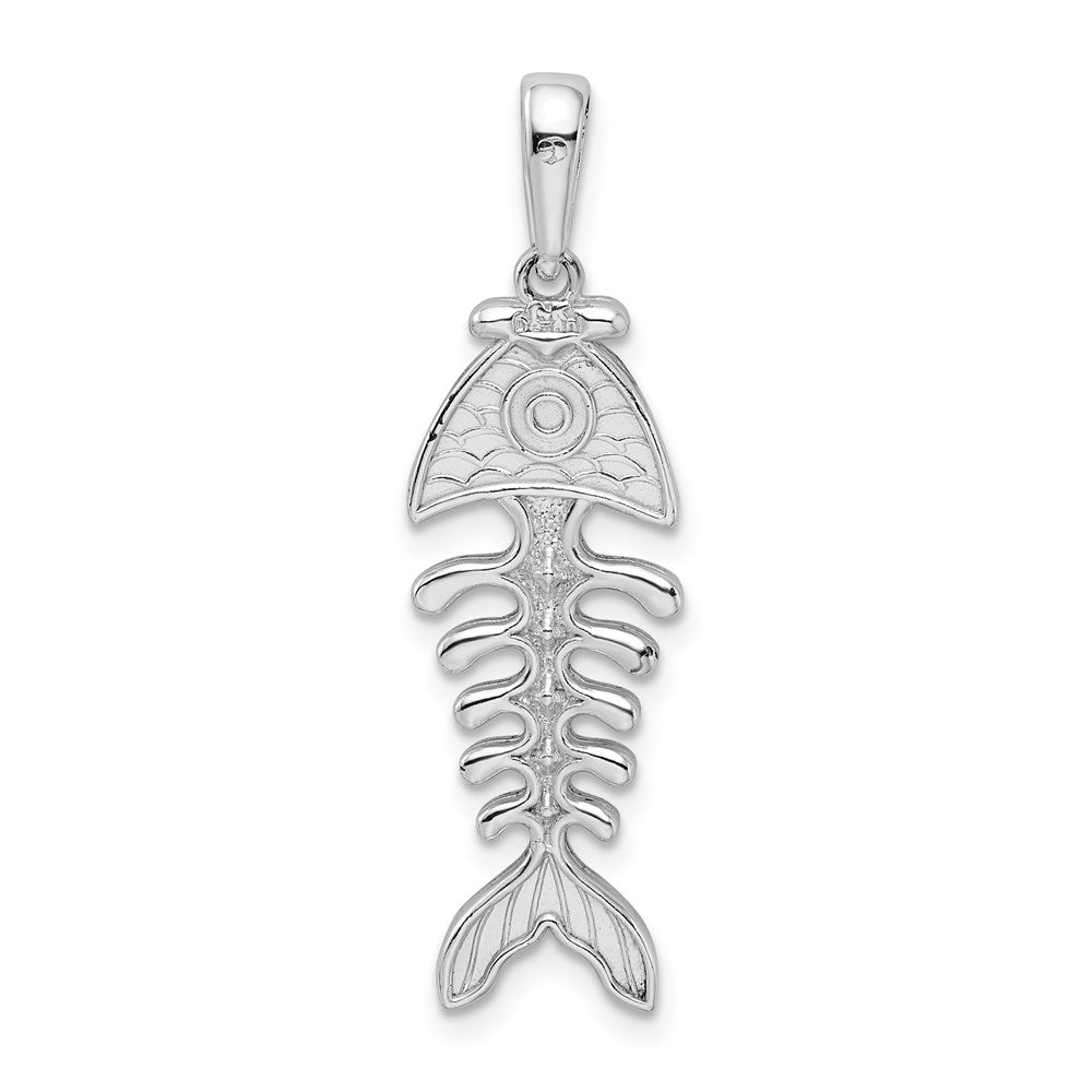 Sterlingsilber De-ani Rhodiniert Poliert und Strukturiert 3d Fishbone Anhänger