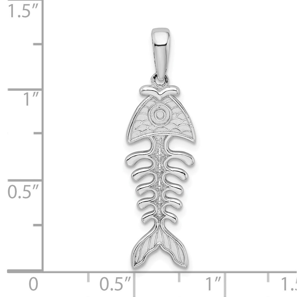 Sterlingsilber De-ani Rhodiniert Poliert und Strukturiert 3d Fishbone Anhänger