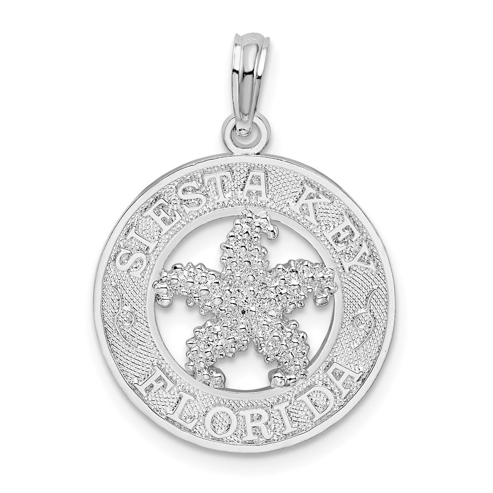 Sterlingsilber De-ani Rhodiniert Strukturiert Siesta Key Florida mit Seestern Anhänger