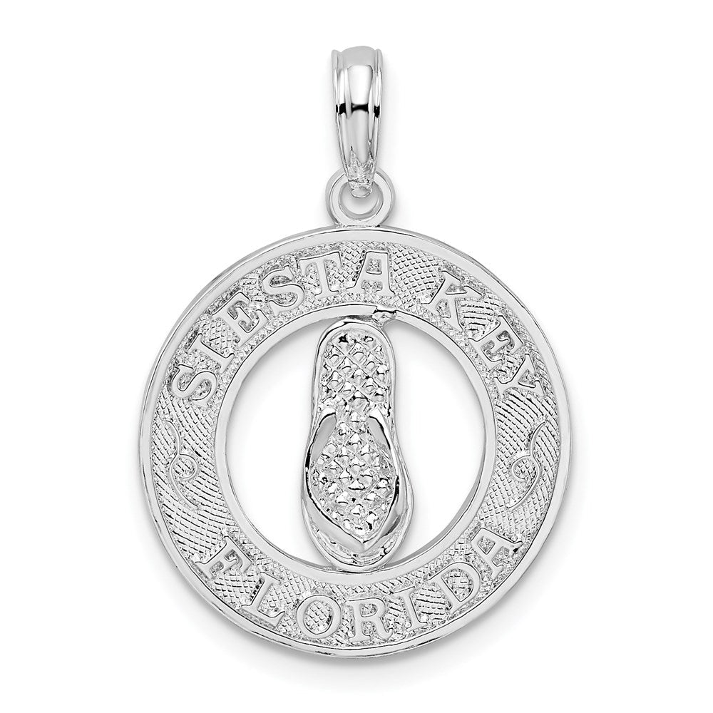 Sterlingsilber De-ani Rhodiniert Strukturiert Siesta Key Florida mit Flip-flop Anhänger