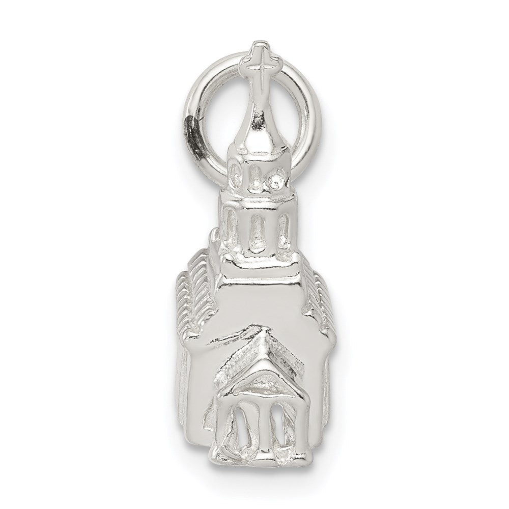 Sterlingsilber 3-d Church Charm