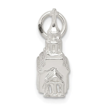 Sterlingsilber 3-d Church Charm
