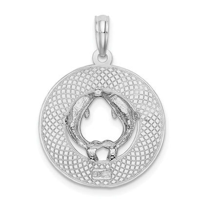 Sterlingsilber De-ani Rhodiniert Strukturiert Key West mit Dolphins Anhänger