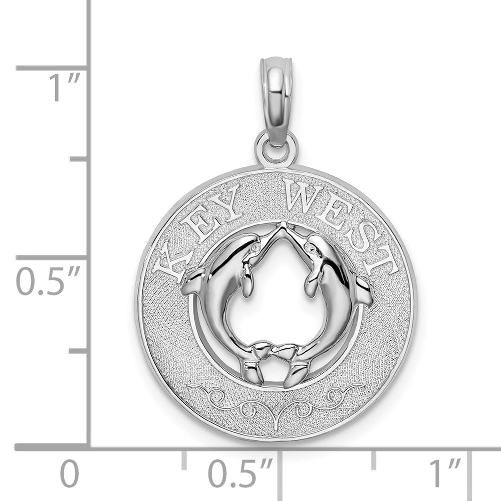 Sterlingsilber De-ani Rhodiniert Strukturiert Key West mit Dolphins Anhänger