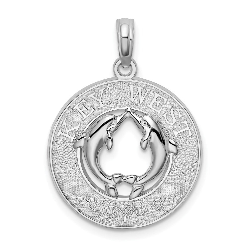 Sterlingsilber De-ani Rhodiniert Strukturiert Key West mit Dolphins Anhänger
