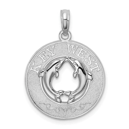 Sterlingsilber De-ani Rhodiniert Strukturiert Key West mit Dolphins Anhänger