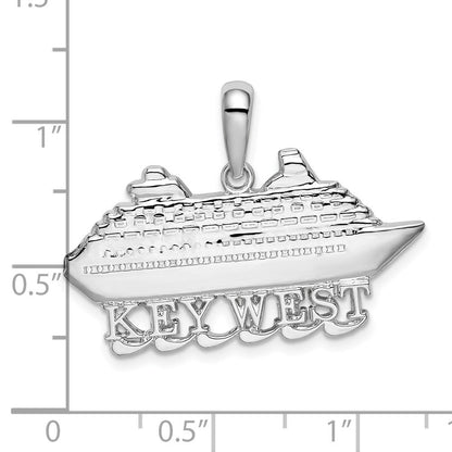 Sterlingsilber De-ani Rhodiniert Poliert Key West Cruise Ship Anhänger
